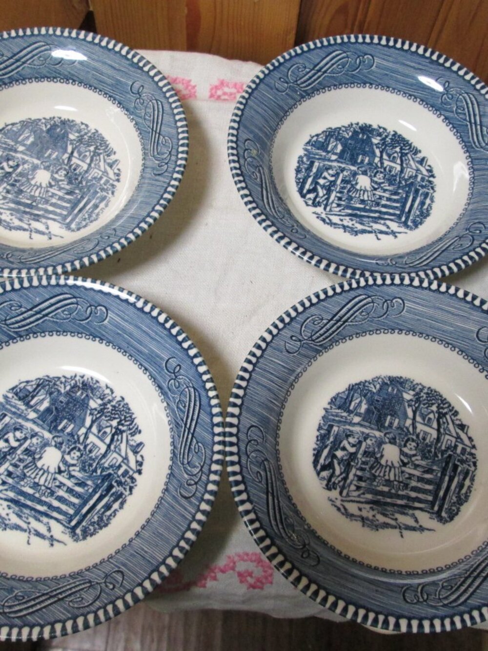 4-Currier Ives Royal dessert bowls ice cream berry bowls 5.5 in Old Farm Gate - Picture 2 of 4